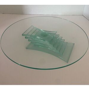 VTG Party Light Post Modern Stratus Green Glass Pedestal Stand 11"